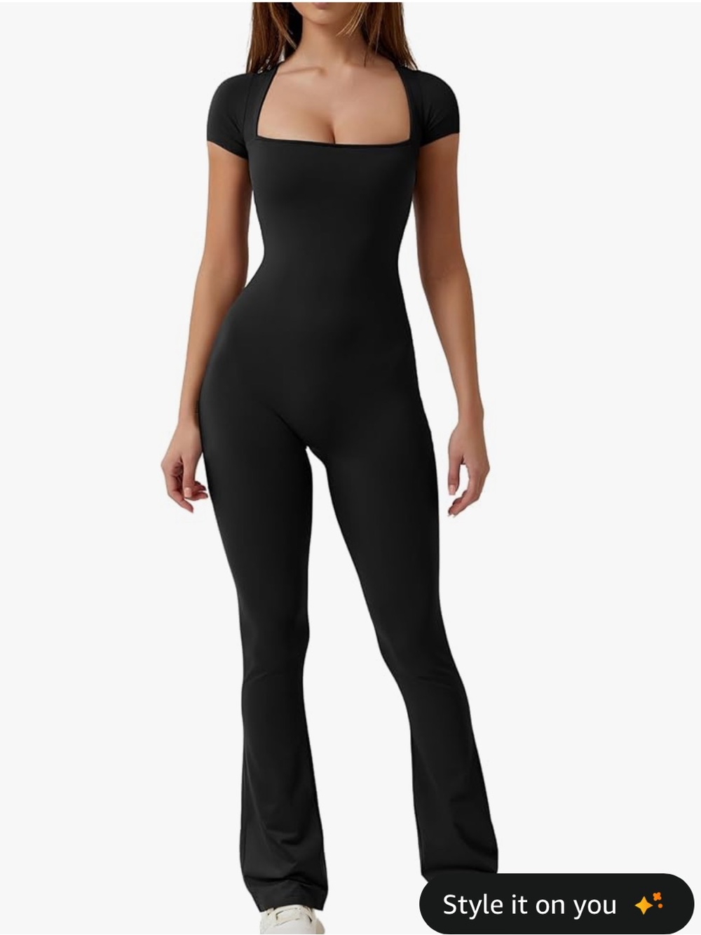 Black Square-Neck Bodycon Jumpsuit